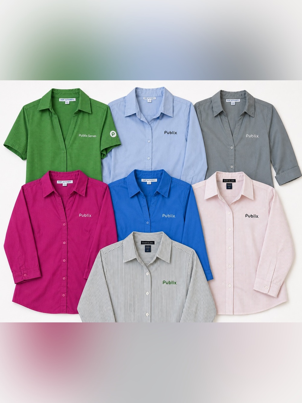 Lot Of 7 Women’s Publix BARM Shirts Dress Manager Tops Sz Small Assorted Bundle
